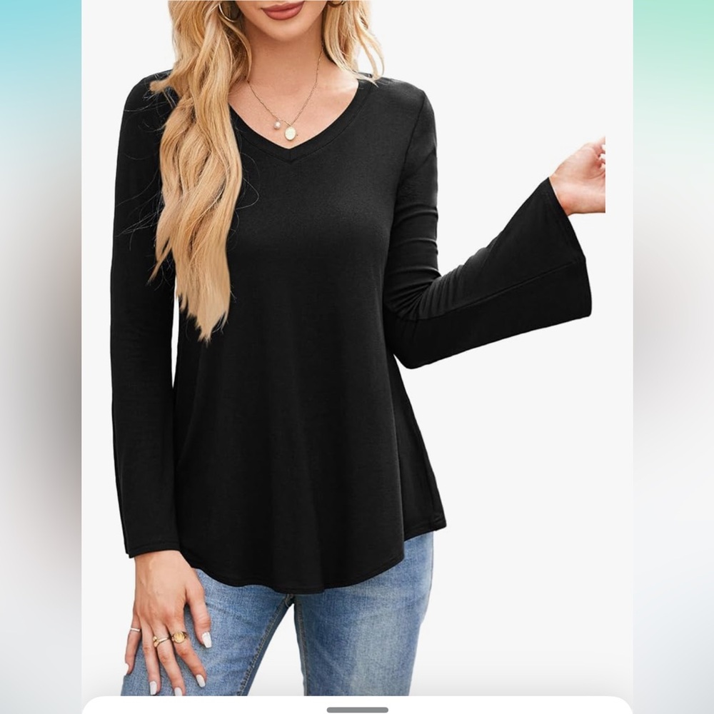 Elegant Black V-Neck Women's Top
